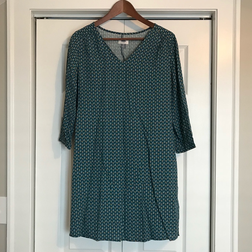 Old navy teal mustard quarter sleeve dress sz s